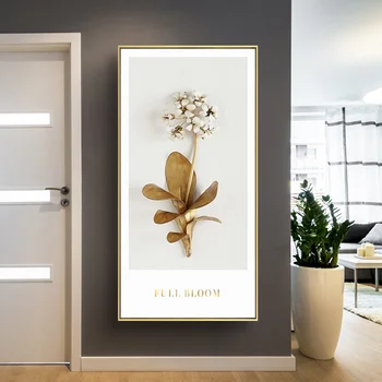 DDHH de Aur Frunze de Plante Și Flori de Arta de Perete Panza Pictura Nordică Imagini Decorare Pentru Camera de zi Acasă Decor Unic