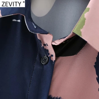 Zevity 2021 Femei de Moda de Culoare de Potrivire Cravată-Vopsite Halat Bluza Femei cu Maneci Lungi Pieptul Kimono Tricouri Chic Blusas Topuri LS7666