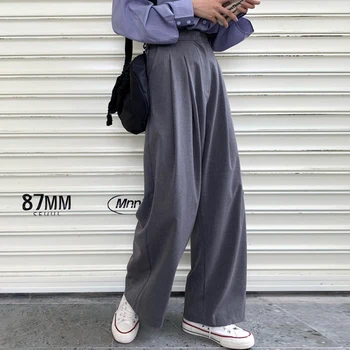Whcw Cgdsr Pantaloni Plus Dimensiune Solid Casual 2020 Toamna Costum Largi Picior Pantaloni Femei Vrac Talie Mare Coreeană Birou De Iarnă Direct