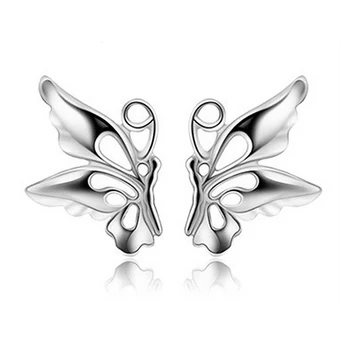 Mare De Promovare De La Modă Argint 925 Fluture Drăguț Stud Cercei Cu Dop De Femeie Fata De Bijuterii