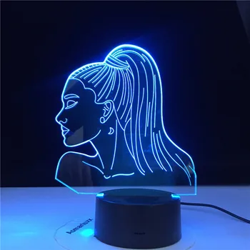 Celebritate Cantareata Ariana Grande Poster Pisica Fata Fanilor Cadou cu 16 Culori Touch Control de la Distanță 3D Lampă de Masă lumină de Veghe Dropship