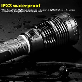 Super-luminos XHP70 Scufundări Lanterna IPX8 mai mare rating impermeabil Profesionale de scufundare lumina Alimentat de acumulator 26650 mână frânghie 3866