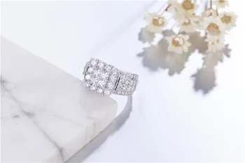 De lux argint 925 deschide 4buc Prințesă tăiat SONA Diamond de Nunta inele pentru Femei Simulat bijuterii de Platină Fata cadou