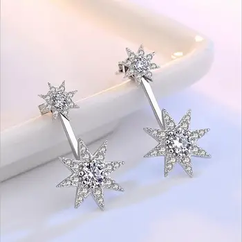 Mai nou Moda de Argint 925 Spumante de Cristal Zirconia Starlight Piercing-ul Stud Cercei Pentru Femeile brincos S-E216