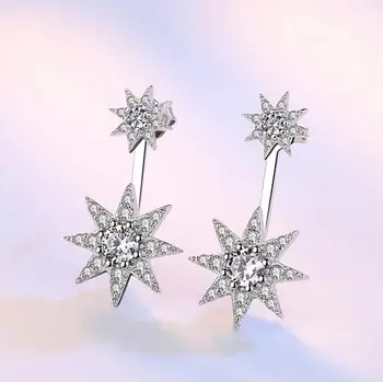 Mai nou Moda de Argint 925 Spumante de Cristal Zirconia Starlight Piercing-ul Stud Cercei Pentru Femeile brincos S-E216
