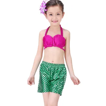 Copil Printesa Mica Sirena Cozi Costum Copil Fete Coada De Sirena Bikini De Costume De Baie Pentru Copii Cosplay Albastru
