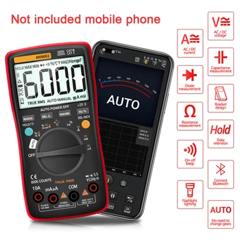 AN9002 Profesionale Tester Instrument de Acasă APP Smart Bluetooth Digital Multimetru True Rms Portabil 6000 De Capete de acuzare Alimentat de la Baterie