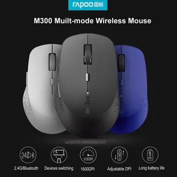 Noi Rapoo M300 Multi-Mode Silent Mouse Wireless cu Bluetooth 3.0/4.0 RF de 2.4 GHz pentru 3 Dispozitive de Conectare Laptop, Smart-Phone