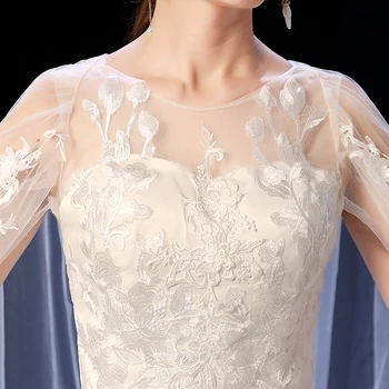 E YiiYa Rochii de Mireasa Plus Dimensiune Elegant O-gât Rochie de Mireasa Dantela 2020 Plus Dimensiune Șal Tren Vestido de novia XXN237