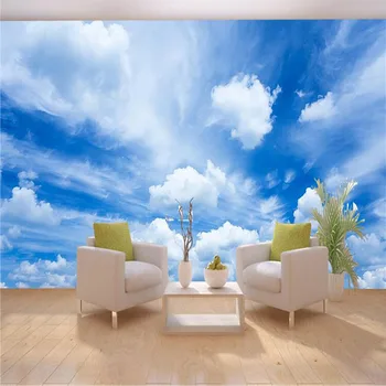 Personalizate de Orice Dimensiune 3D Tapet Mural Cer Albastru Nori Albi Pictura pe Perete Camera de zi Canapea Tapet de Fundal de Artă Murală