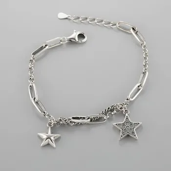 Simplu Vintage Star Pentagrama Zircon Multistrat Lant De Argint 925 Bratara Pentru Femei Designer Delicate Bijuterii En-Gros