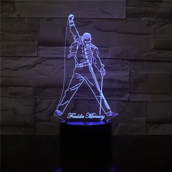 3D LED Noapte Lumina Lămpii Cântăreț Britanic Freddie Mercury Figura Veioza pentru Birou, Acasă Decorare Mai buni Fani Cadou Dropshipping 40593