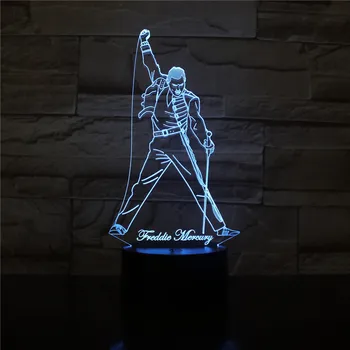 3D LED Noapte Lumina Lămpii Cântăreț Britanic Freddie Mercury Figura Veioza pentru Birou, Acasă Decorare Mai buni Fani Cadou Dropshipping