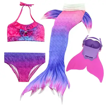 Fete Ariel mă înec Sirena cozi Costume Pentru Copii de Înot Coada de Sirena Cu Monofin mă înec Purta Sirena Cosplay Costum