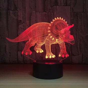 Dinozauri erbivori 3D Lampă cu LED-uri Lumini de Noapte Noutate Iluzie Lampa de Noapte cu LED, cu Cablu USB Petrecere de Aniversare Cadou Picătură de Transport maritim