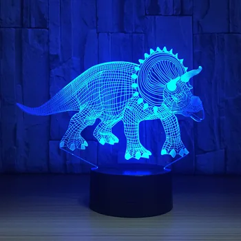 Dinozauri erbivori 3D Lampă cu LED-uri Lumini de Noapte Noutate Iluzie Lampa de Noapte cu LED, cu Cablu USB Petrecere de Aniversare Cadou Picătură de Transport maritim