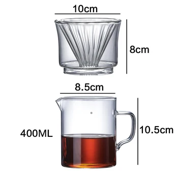 1-2cani de Cafea din Sticlă Dripper Motor Stil Cafea Picurare-Cana Filtru Permanent se Toarna Peste Cafea cu Stand Separat 400ml Cupe
