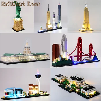 Lumina LED-uri Kit MOC Piese de Upgrade Pentru Paris la Londra New York City Arhitectura Blocuri Compatibil 21028 21034 21042