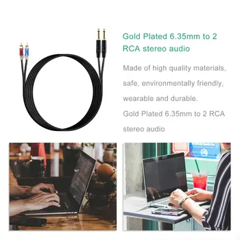 5FT 1/4 inch TRS Jack pentru Dual Cablu RCA Placat cu Aur de 6,35 mm-2 RCA Stereo Audio Stereo Analog Cablu Adaptor Audio