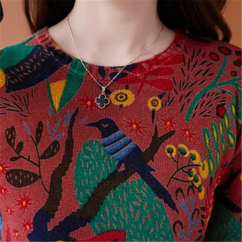 Toamna Iarna Vintage Desene Animate Cerb Imprimare Pulover Tricotate Femei Casual O De Gât Maneca Lunga Pulover Vrac Moale Tricotaje Harajuku