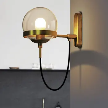 Nordic Modern, Simplu cu LED-uri Lampă de Perete Baie Dormitor Cupru Minge de Sticlă de Epocă Lumini de Perete Wandlamp Sconces dormitor Scara de Lumină 42069