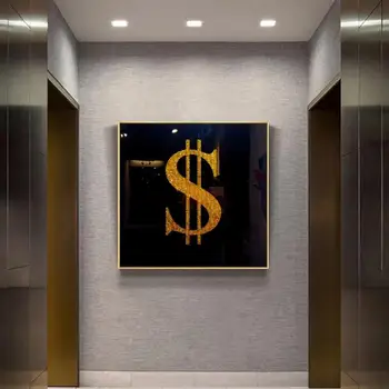 Acasă Decor Panza Pictura Dolar De Aur Bani De Artă Modernă De Imprimare Decor Poster Imagine Pătrat Holul Hotelului Decor Birou De Arta De Perete