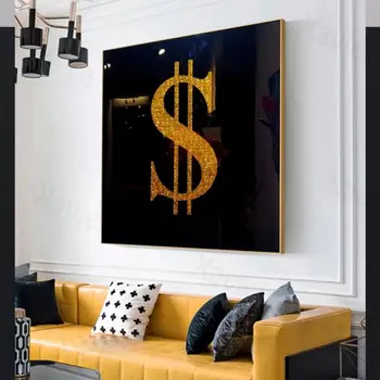 Acasă Decor Panza Pictura Dolar De Aur Bani De Artă Modernă De Imprimare Decor Poster Imagine Pătrat Holul Hotelului Decor Birou De Arta De Perete