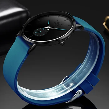 2020 LIGE Lux Barbati Ceas de Moda Minimalist Albastru Ultra-subțire curea Silicon Ceas Casual Impermeabil Bărbați Ceasuri Cadouri pentru Bărbați 42143