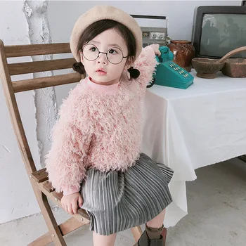 Moda Fetita Dantela Ciucure Pulover De Toamna Iarna Primavara Gros Ciucure Hanorac Infant Toddler Tricou Outwear Haine Pentru Copii