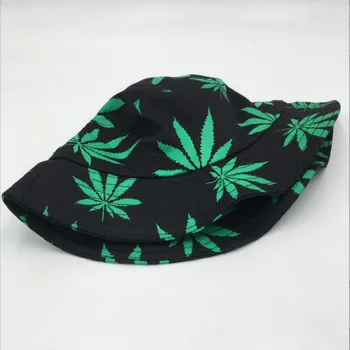 Care, în duș moda iarba găleată pălărie hip-hop pentru femei barbati din bumbac imprimat cu frunze de arțar de pescuit caciula casual, de vară, soare capac panama 4223
