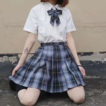 Femei Negru-Violet Goth Plisata Fusta Carouri Glir Înaltă Talie Mini Sexy Fuste Școală Japoneză Harajuku Anime Costum De Marinar