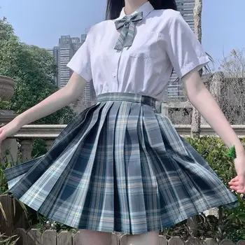 Femei Negru-Violet Goth Plisata Fusta Carouri Glir Înaltă Talie Mini Sexy Fuste Școală Japoneză Harajuku Anime Costum De Marinar