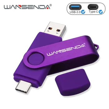 WANSENDA OTG Flash Drive USB 2 in 1 USB3.0 & Type-C Pen Drive 512GB ssd de 128GB, 256GB 64GB 32GB 16GB de Mare Viteză Pendrives Flash Disk