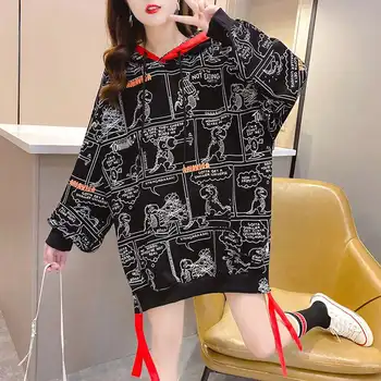 Plus dimensiune 7XL bust 132cm Mare tricou pentru Femei de Toamna Jachete Supradimensionate Harajuku Maneca Lunga, Pulovere Hoody Topuri