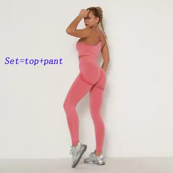 2 Buc Femeile Yoga Set Sport Ombre Fără Sudură Jambiere+Trunchiate Tricouri Antrenament Sport Pentru Femei Costum Pantaloni De Yoga+Sutien De Sport De Fitness Set Purta 43394