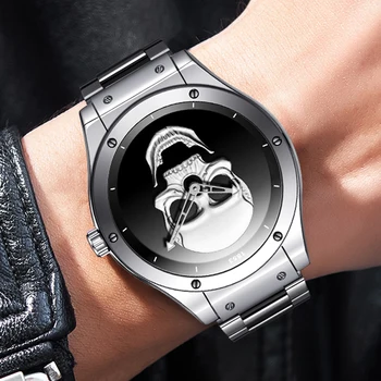2020 LIGE Noua Moda Craniu Mens Ceasuri de Top de Brand de Lux, Toate din Oțel Ceas Bărbați Impermeabil Cuarț Ceas Barbat Sport Cronograf+Cutie 43448