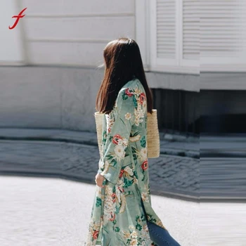 FEITONG Moda Cardigan Femei Bohemia Florale Ciucure Lung Kimono Supradimensionate Șal Topuri Dame Modul Vesta