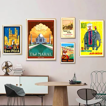 Vizita India Taj Mahal Egipt Hartă De Epocă Retro Travel Clasic Panza Picturi Kraft Postere Autocolante De Perete Decor Acasă Cadou De Familie 4353