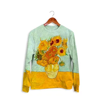 2020 Unisex Tricoul Plin Van Gogh Floarea-Soarelui Imprimate Tricou Hip Hop Stil De Stradă Hoodie