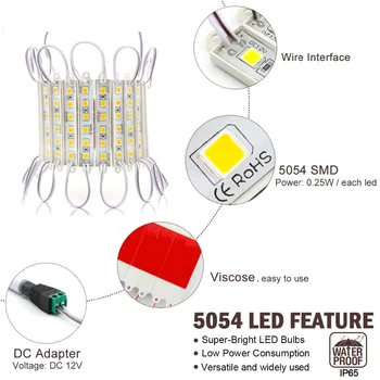 20-100BUC Super-Luminos LED-uri Module SMD 5054 Lumina Alb Cald 6LED DC12V Impermeabil Publicitate Magazinului Module cu LED-uri Benzi de Lumină