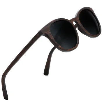 Ochelari de soare Barbati,Lemn ochelari de Soare UV400 Polarizate Maro Rotunde din Lemn de Nuc ochelari de Soare gafas de sol mujer cu Cutie de Cadou