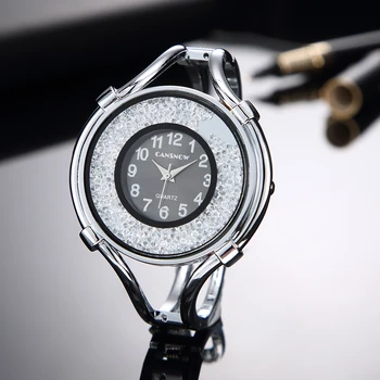 Bratara Ceas pentru Femei de Lux Doamnelor Ceas de Aur, Argint Rochie Ceas de mână din Oțel Watchband Cuarț Ceas zegarek damski 4416