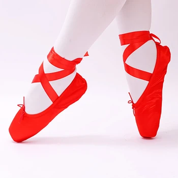 Din Satin Superioară Cu Panglică Fete Femei Roz Profesional Pantofi de Balet, Dans Pantofi Cu Deget de la picior Tampoane 4428