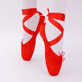 Din Satin Superioară Cu Panglică Fete Femei Roz Profesional Pantofi de Balet, Dans Pantofi Cu Deget de la picior Tampoane
