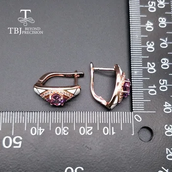 TBJ,Naturale ametist incuietoare cercei argint 925 bijuterii fine pentru femei soția simplu design de lux petrecerea de aniversare cadou