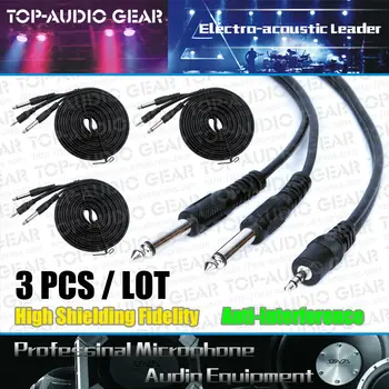 De înaltă Calitate 3pcs/Lot 3M 3.5 mm la Dublu 6.5 mm 6.3 mm Jack Plug Cablu Conector Audio de Plumb Mixer Amplificator de Putere Cablul de Sârmă