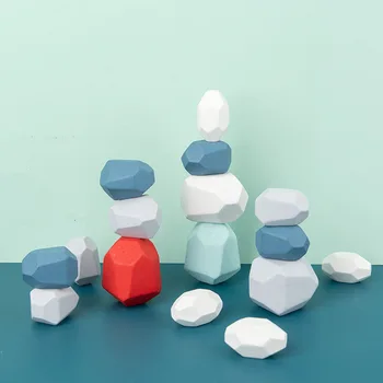 Lemn, Piatră Jenga Bloc Creative Stil Nordic Stivuire Joc Curcubeu De Echilibrare Montessori Jucării Pentru Copii Pentru Copii Cadouri