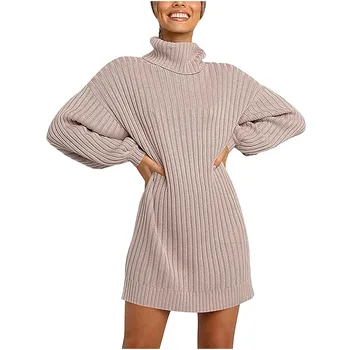 SAGACE Tricotate de înaltă gât cu mâneci lungi pulover de sus fusta rochie pulover, doamnelor moda pulover casual toamna și iarna cald