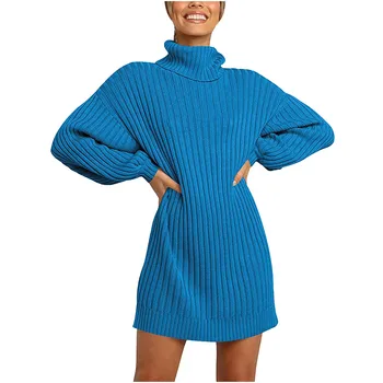SAGACE Tricotate de înaltă gât cu mâneci lungi pulover de sus fusta rochie pulover, doamnelor moda pulover casual toamna și iarna cald