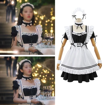 Nou Japonez Anime Cosplay Negru Servitoare Franceză Rochie Haine Femei Loli Gothic Lolita Plus Dimensiune Uniformă Rochie De Petrecere Costume De Scenă 45480